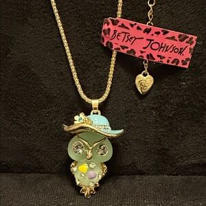 Betsey Johnson Gold and Multicolor Owl Necklace